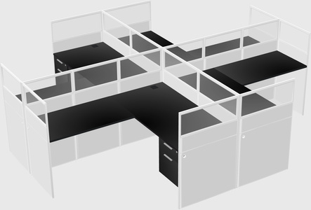 Shared l-shaped cubicles