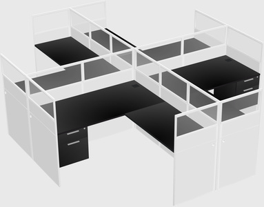 Shared l-shaped cubicles