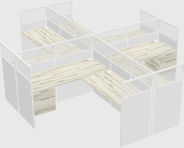 Shared l-shaped cubicles