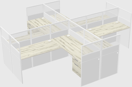 Shared l-shaped cubicles