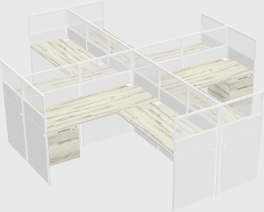 Shared l-shaped cubicles