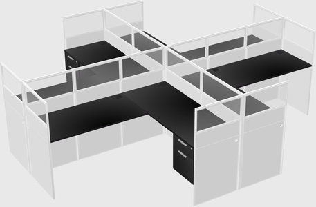 Shared l-shaped cubicles