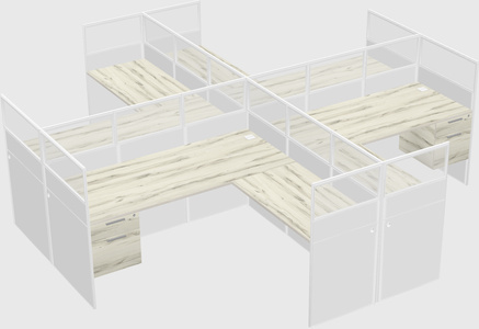 Shared l-shaped cubicles