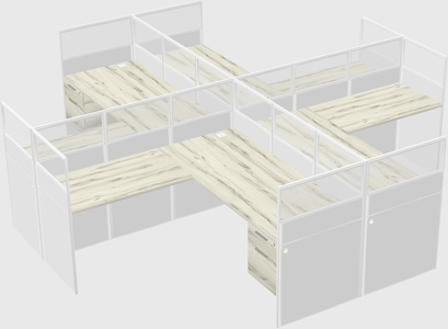 Shared l-shaped cubicles