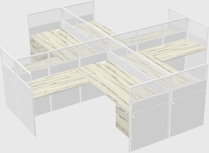 Shared l-shaped cubicles