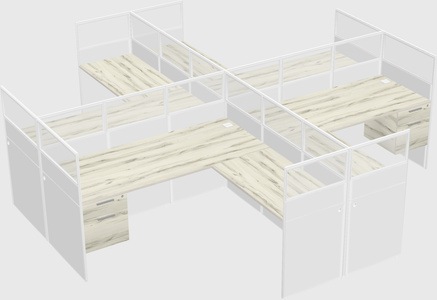 Shared l-shaped cubicles