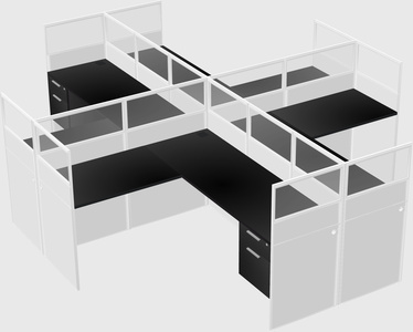Shared l-shaped cubicles