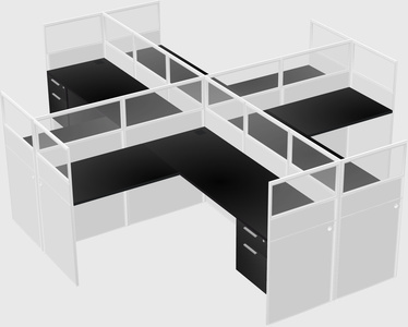Shared l-shaped cubicles