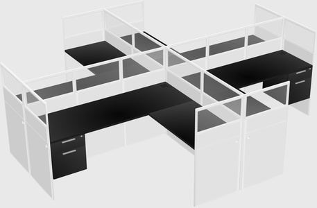Shared l-shaped cubicles