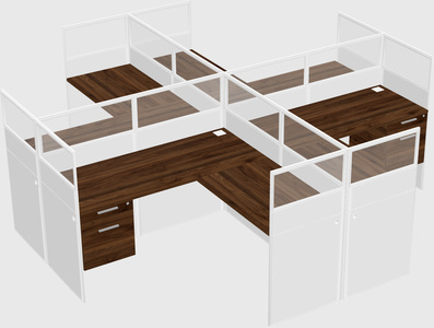 Shared l-shaped cubicles