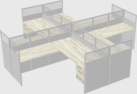 Shared l-shaped cubicles