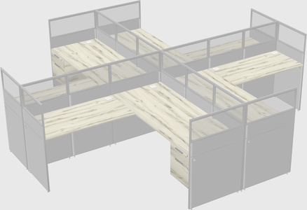 Shared l-shaped cubicles