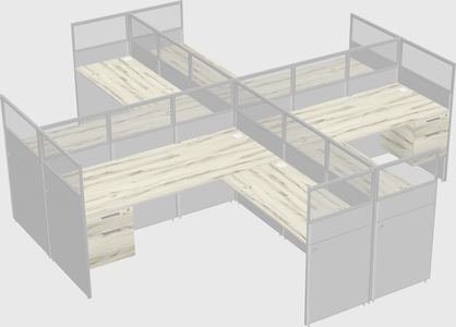 Shared l-shaped cubicles