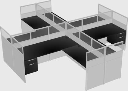 Shared l-shaped cubicles