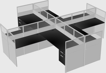 Shared l-shaped cubicles