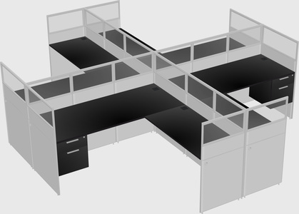 Shared l-shaped cubicles