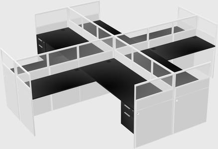 Shared l-shaped cubicles