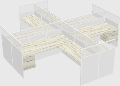 Shared l-shaped cubicles
