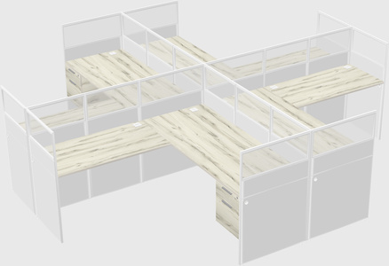 Shared l-shaped cubicles