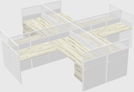 Shared l-shaped cubicles