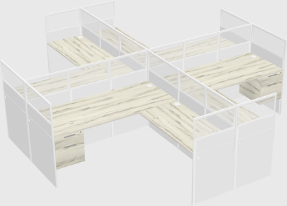Shared l-shaped cubicles