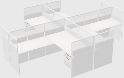 Shared l-shaped cubicles