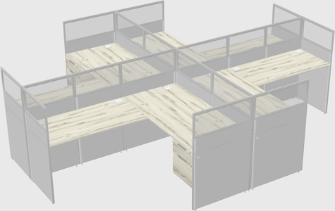 Shared l-shaped cubicles