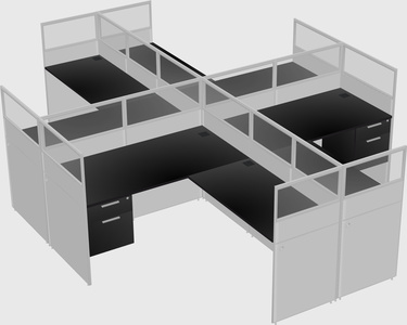 Shared l-shaped cubicles