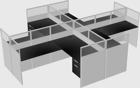 Shared l-shaped cubicles