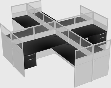 Shared l-shaped cubicles