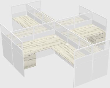 Shared l-shaped cubicles