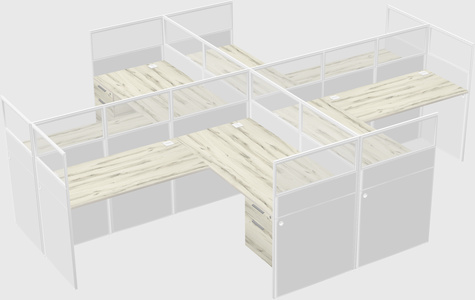 Shared l-shaped cubicles
