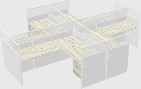 Shared l-shaped cubicles