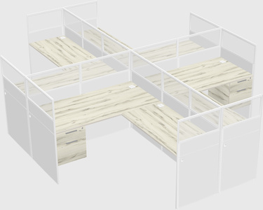 Shared l-shaped cubicles