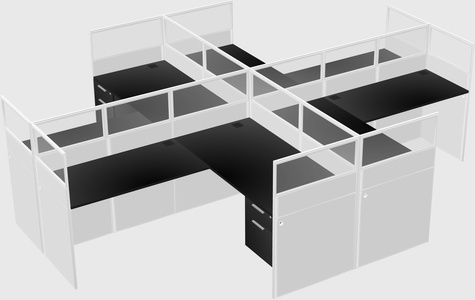 Shared l-shaped cubicles