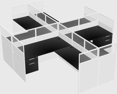 Shared l-shaped cubicles
