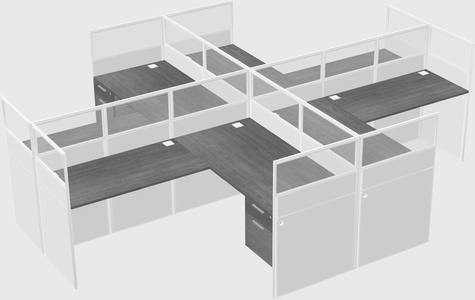 Shared l-shaped cubicles