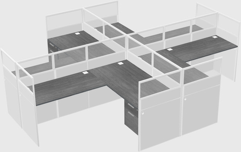 Shared l-shaped cubicles