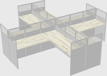Shared l-shaped cubicles