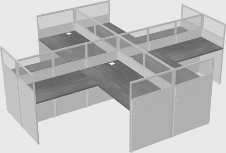 Shared l-shaped cubicles