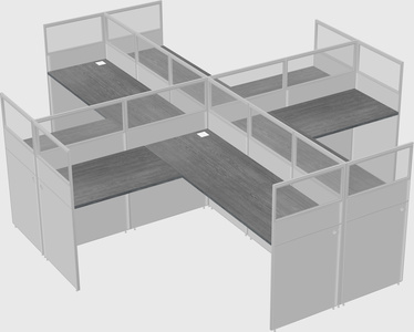 Shared l-shaped cubicles