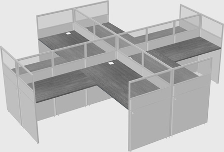 Shared l-shaped cubicles