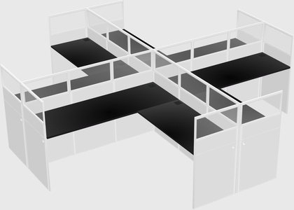 Shared l-shaped cubicles
