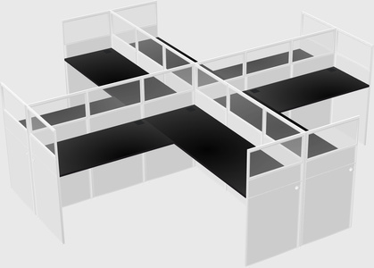 Shared l-shaped cubicles