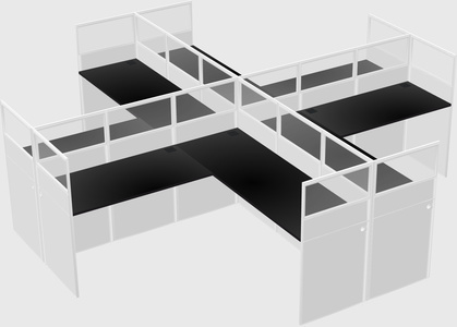 Shared l-shaped cubicles