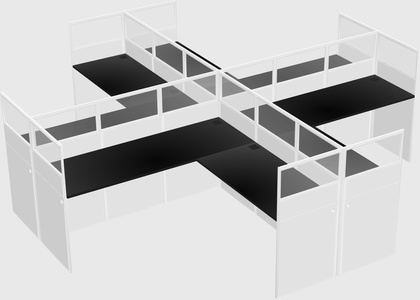 Shared l-shaped cubicles