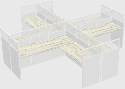 Shared l-shaped cubicles
