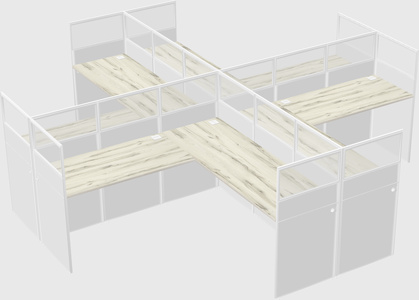 Shared l-shaped cubicles