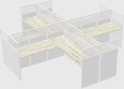 Shared l-shaped cubicles