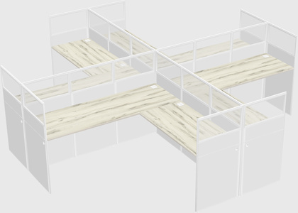 Shared l-shaped cubicles